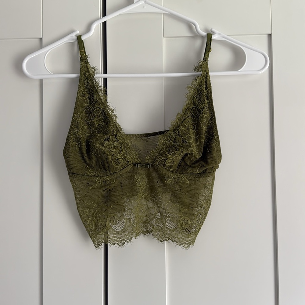 Urban Outfitters Green Lace Triangle Bra